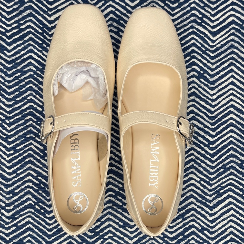 Sam & Libby Beige Mary Jane Flats